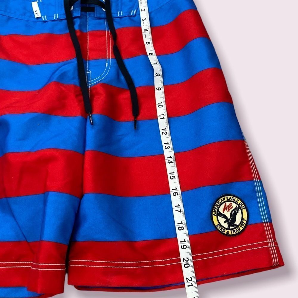 Red and Blue Striped American Eagle Outfitters Board Shorts - Size M - Picture 8 of 10